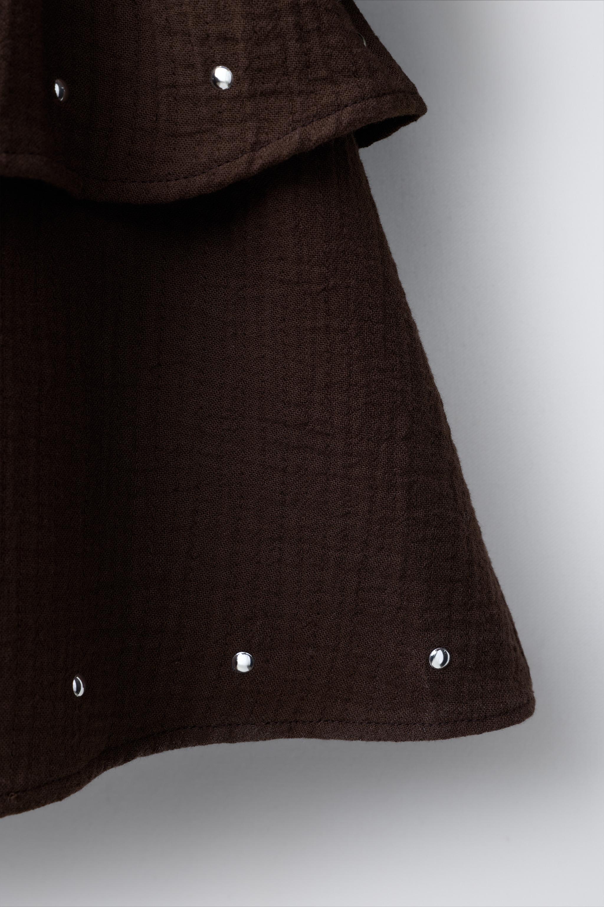 RUFFLED TEXTURED DRESS WITH STUDS